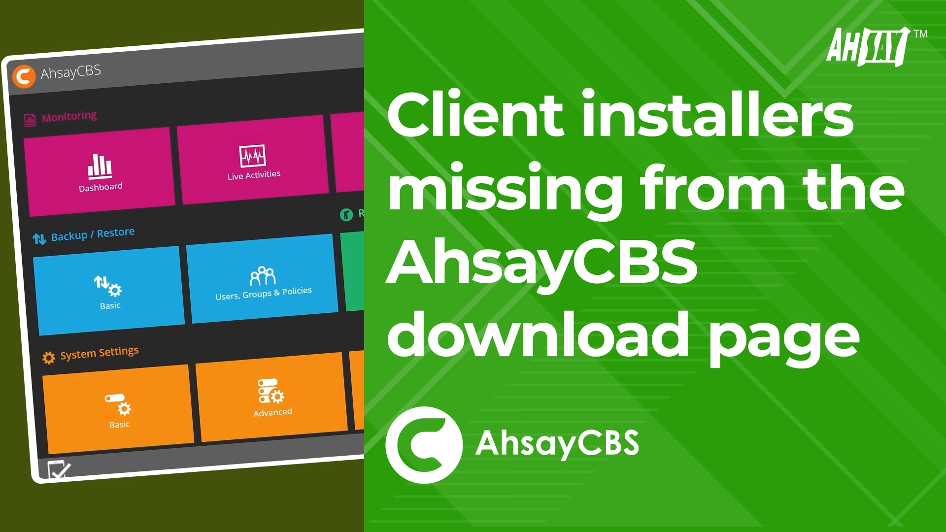 Client installers missing from the AhsayCBS download page