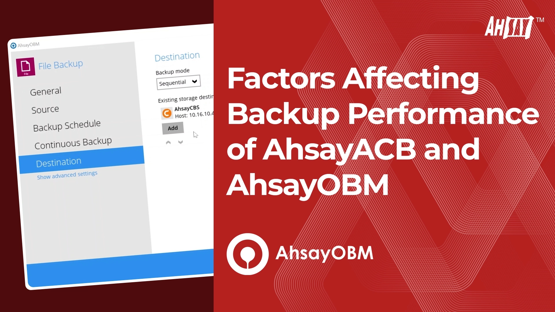 Factors affecting backup performance of AhsayACB and AhsayOBM