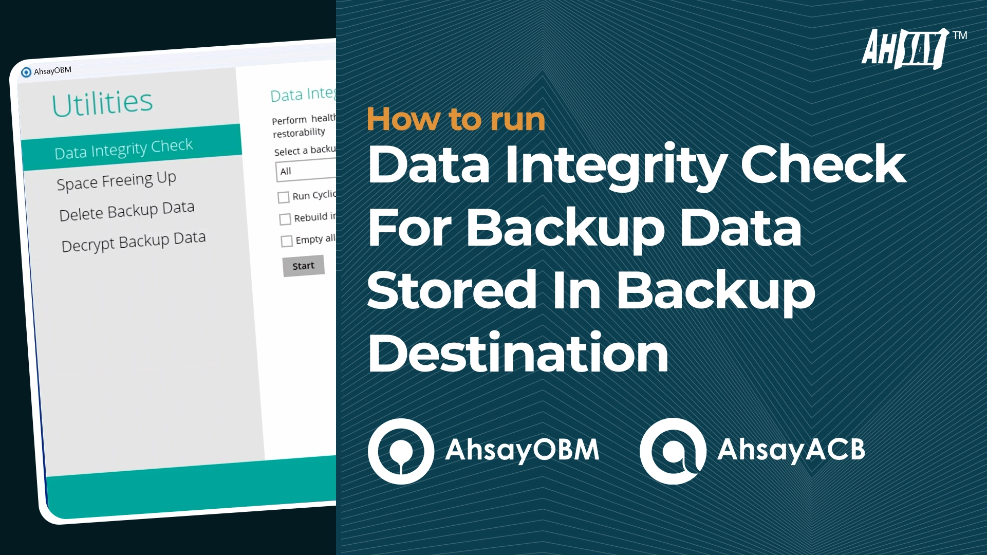 How to run data integrity check for backup data stored in backup destination? 