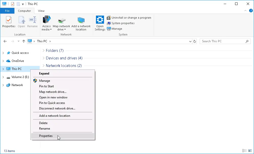 Access to System Properties on Windows