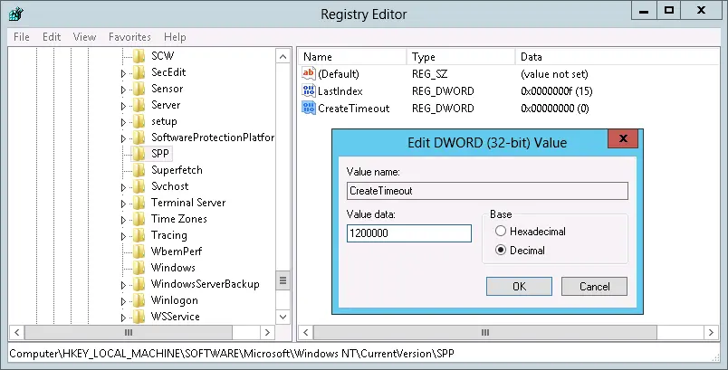 Add Timeout to Windows Registry