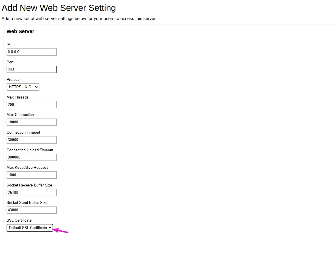 AhsayCBS connection configuration on Web Console