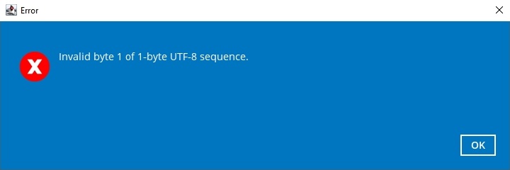 Invalid byte error