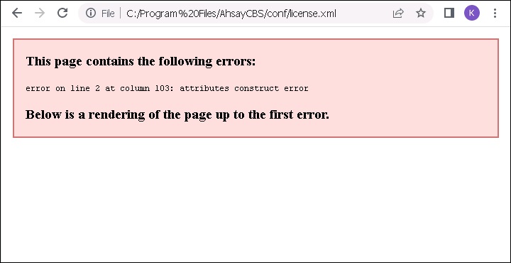 XML error