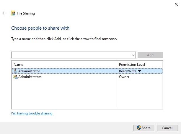 File Sharing Permission