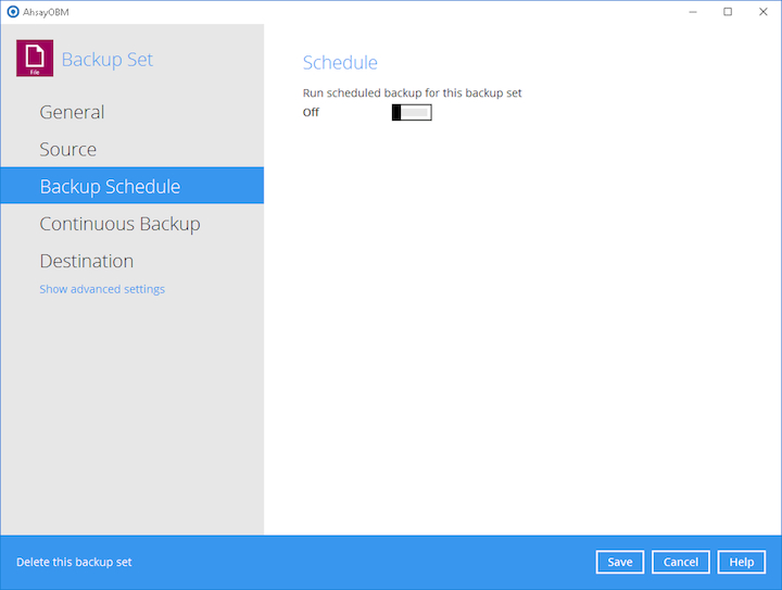 Backup Schedule Settings