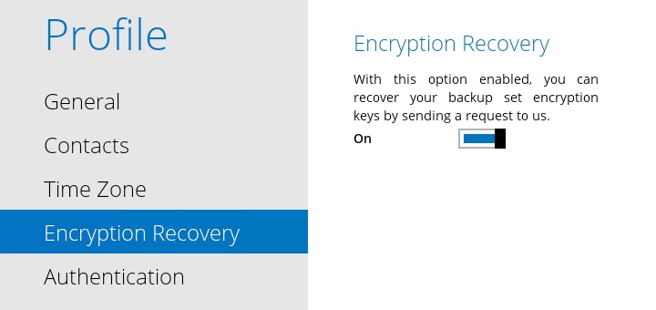 AhsayOBM Encryption Recovery Settings