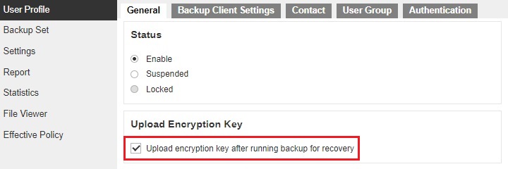 AhsayOBM Encryption Key Settings