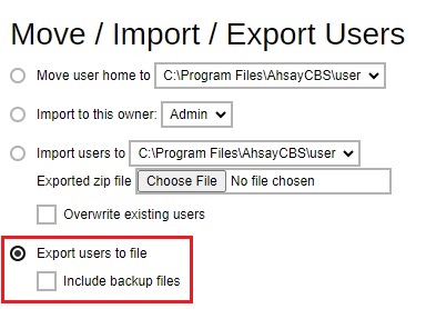 Move / Import / Export Users