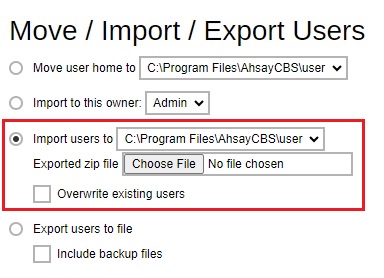 Move / Import / Export Users