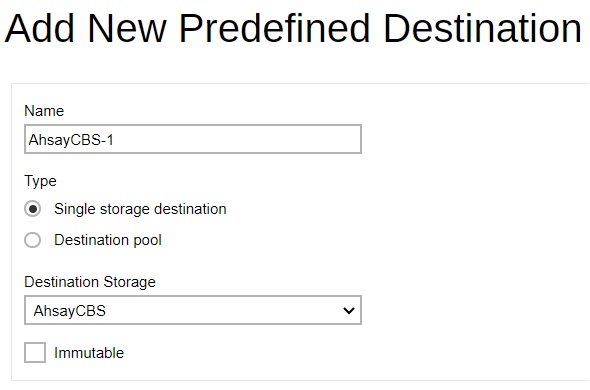 Immutable Predefined Destination