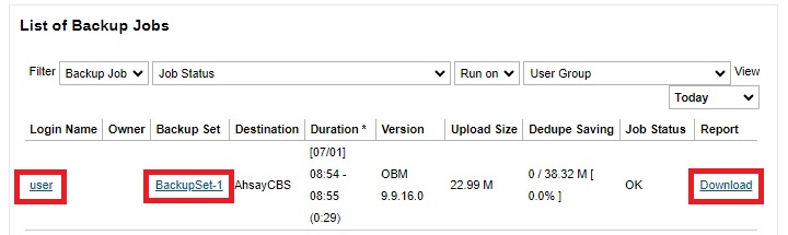 Backup / Restore Logs