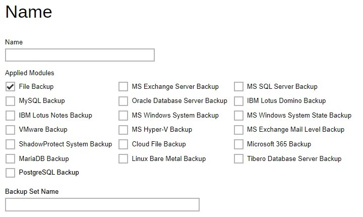 Name of File Backup Set