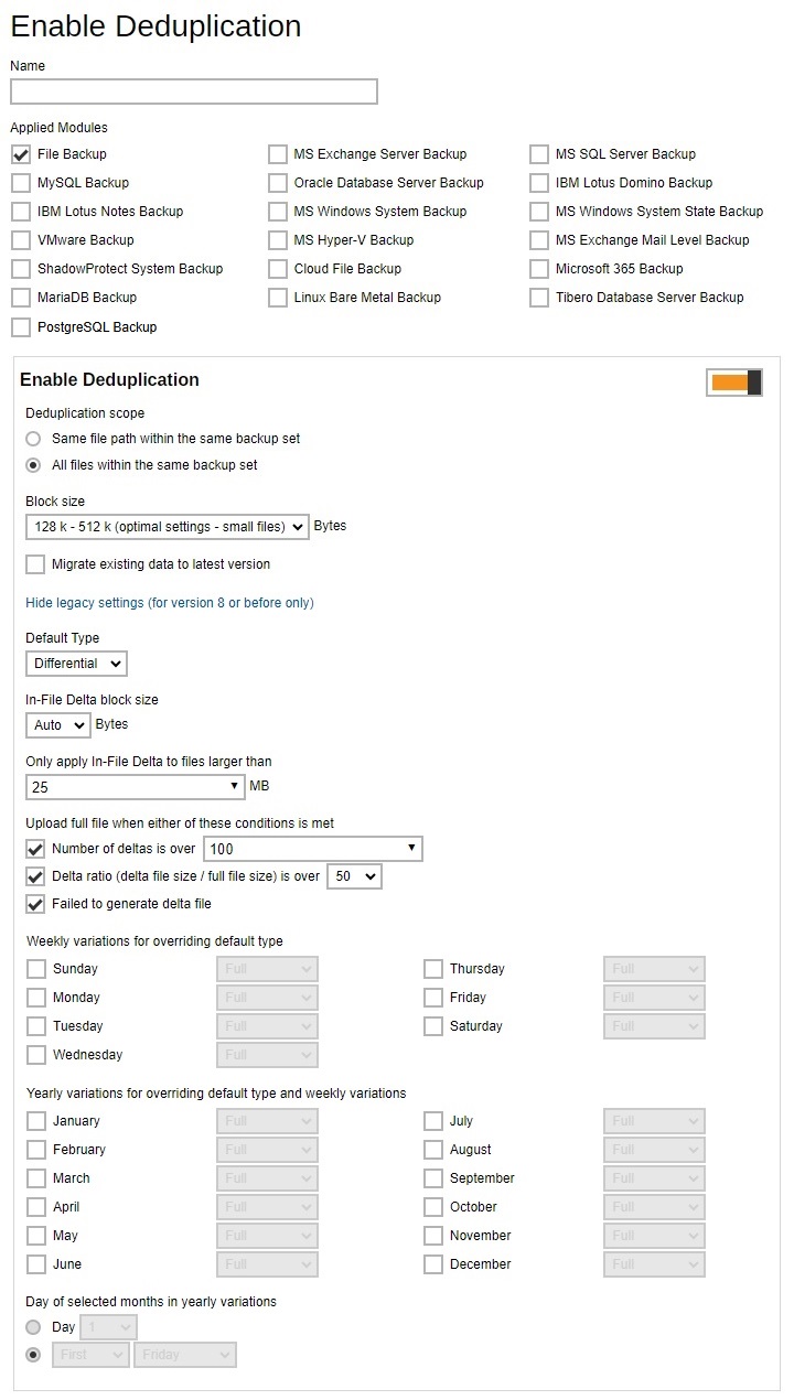 Deduplication Default Value