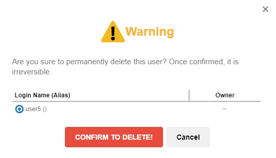 Confirm Deletion of User