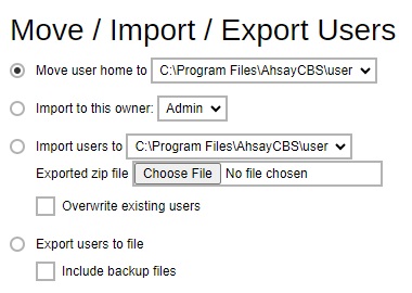 Move/Import/Export Users