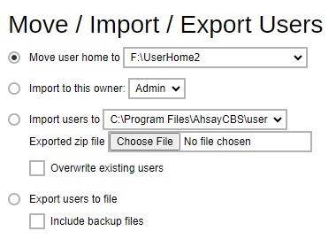 Move/Import/Export Users