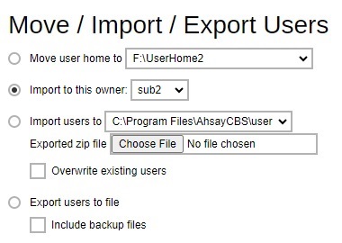 Move/Import/Export Users