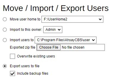 Move/Import/Export Users