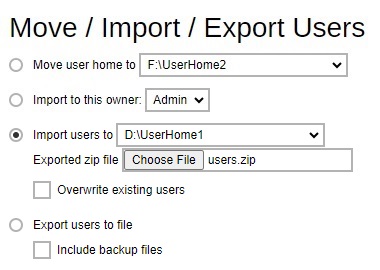 Move/Import/Export Users