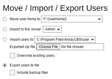 Move/Import/Export Users