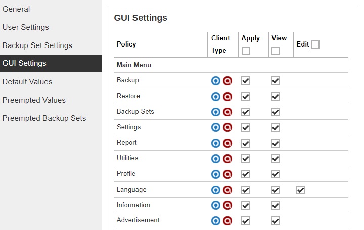 GUI Settings