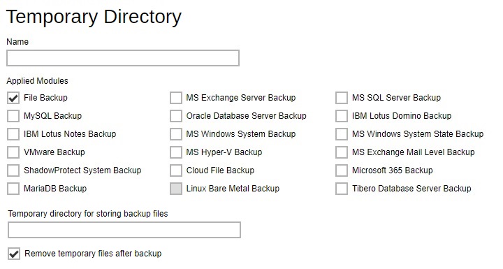 Temporary Directory Default Values