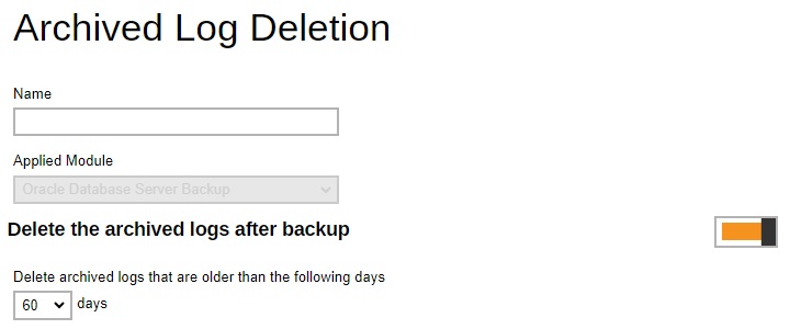 Archived Log Deletion Default Values