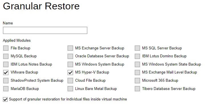 Granular Restore Default Values