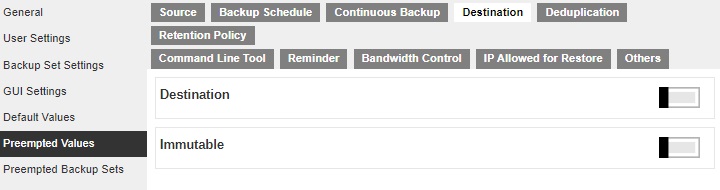Destination Preempted Values