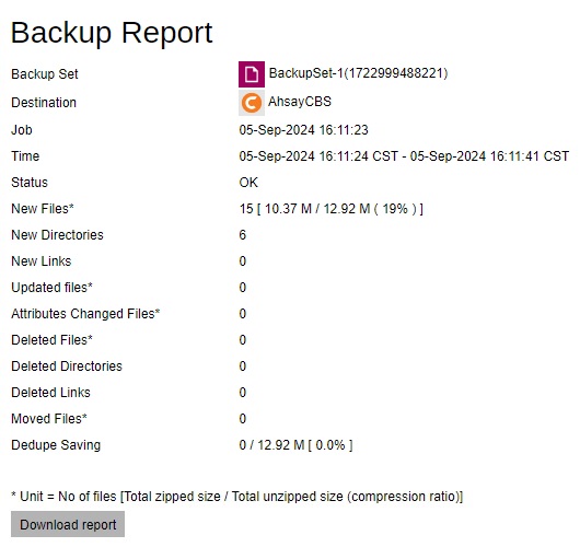 Backup Report