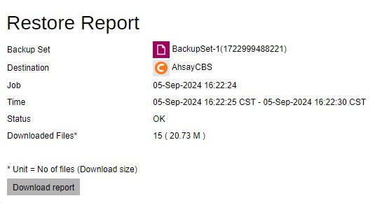 Restore Report