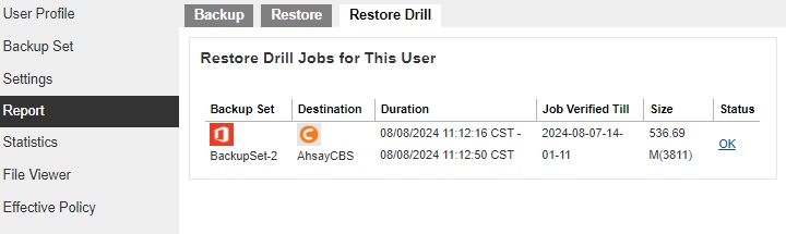 Restore Drill Report