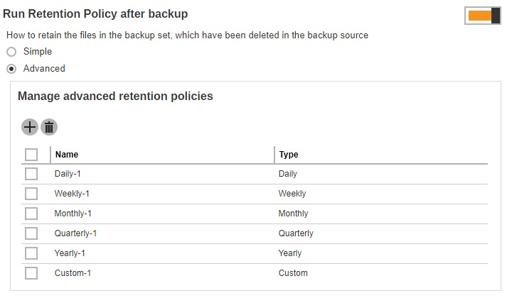 Multiple Advanced Retention Policies