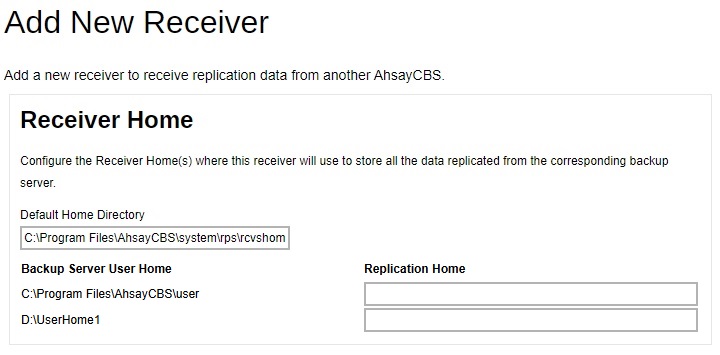 Receiver Home Directory