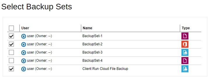 Select Backup Sets