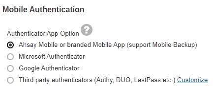 Authenticator App Option