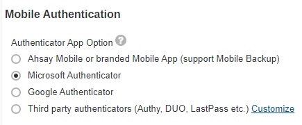 Authenticator App Option