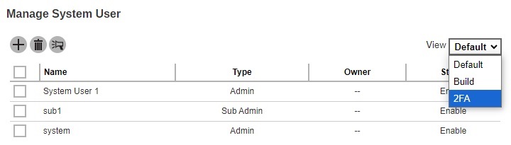 Enable 2FA of System User