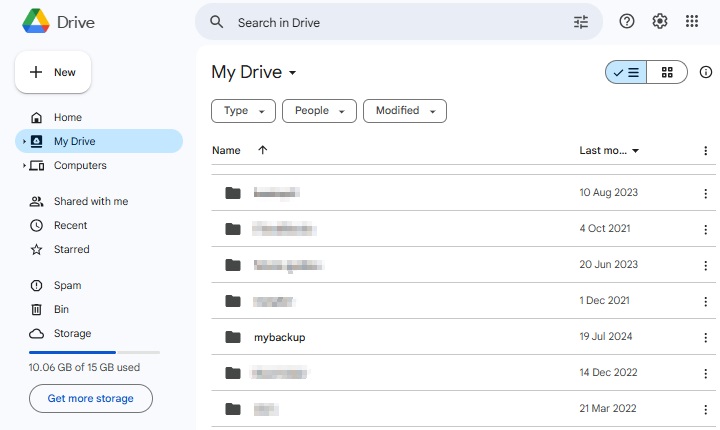 Example Folder in Google Drive