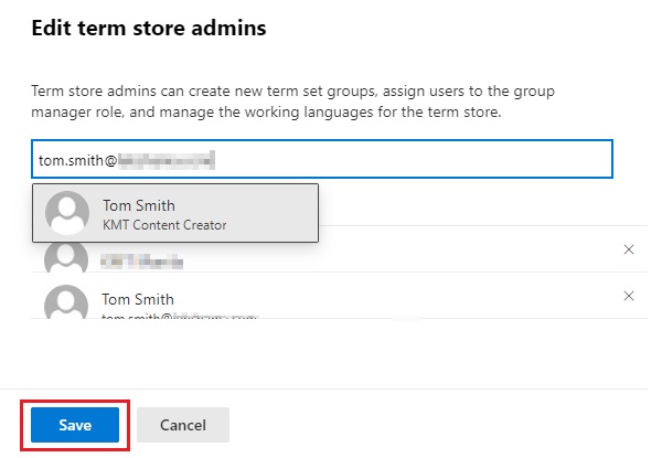 Edit Term Store Admins