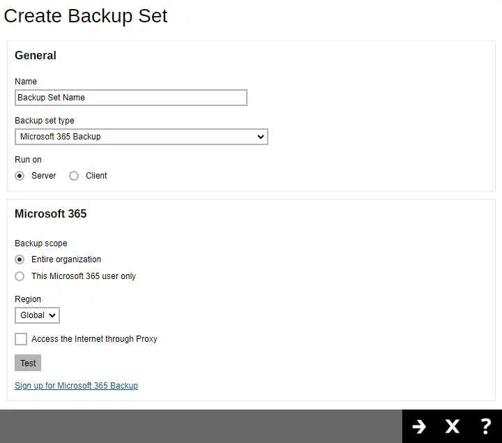 Create Backup Set for AhsayOBM