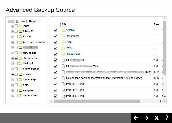 Cloud File Backup Source Selection