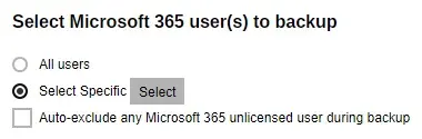 Microsoft 365 Specific User Selection