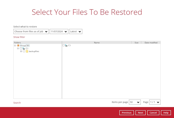 Select Files to Restore