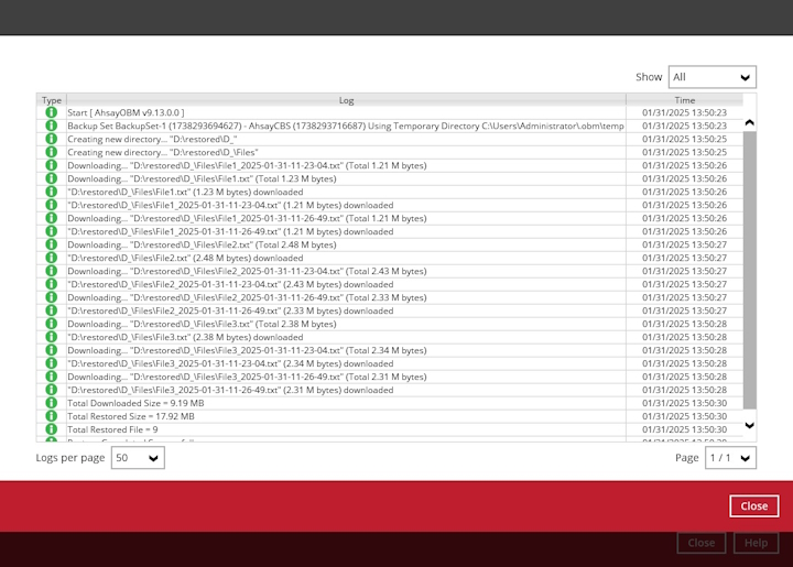 Restore Logs