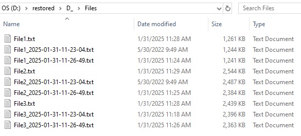 Restored Files