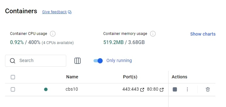 Containers in Docker Desktop