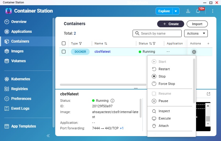 Stop/Start Services using Container Station